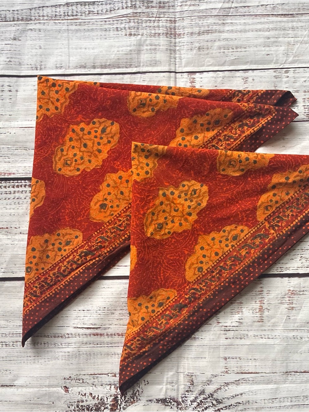 Rust Orange Printed Cotton Bandana Scarf Handkerchiefs